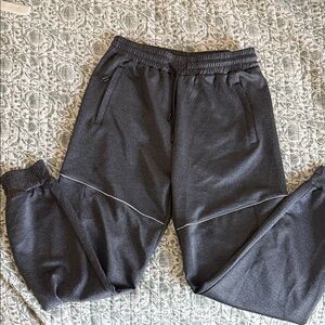 Men's Dark Gray Jogger Sweatpants with Reflective Trim